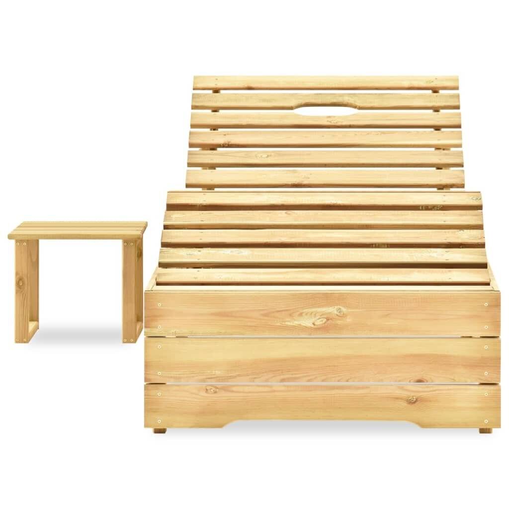 Sonnenliege mit Tisch Grün Imprägniertes Kiefernholz