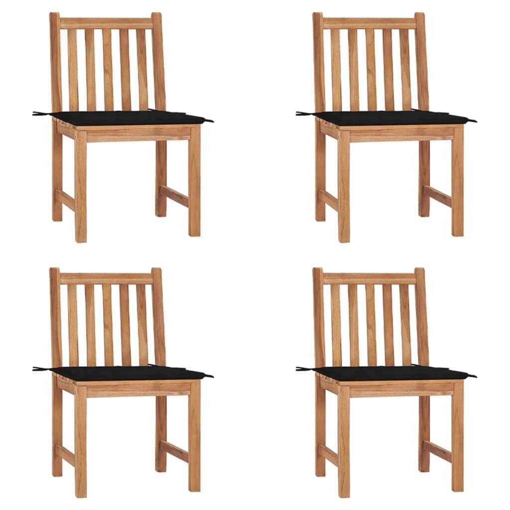 Gartenstühle 4 Stk. mit Kissen Massivholz Teak