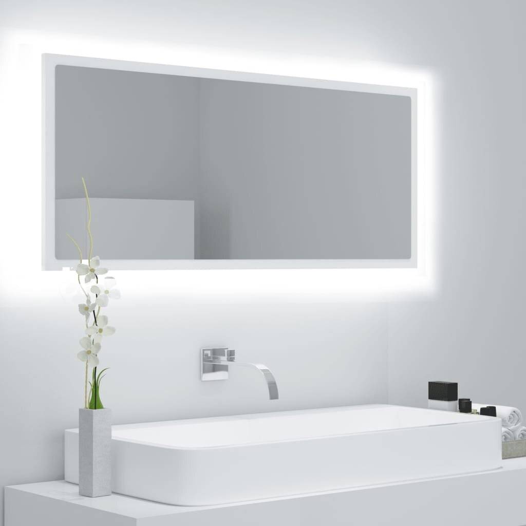 LED-Badspiegel Weiß 100x8,5x37 cm Spanplatte