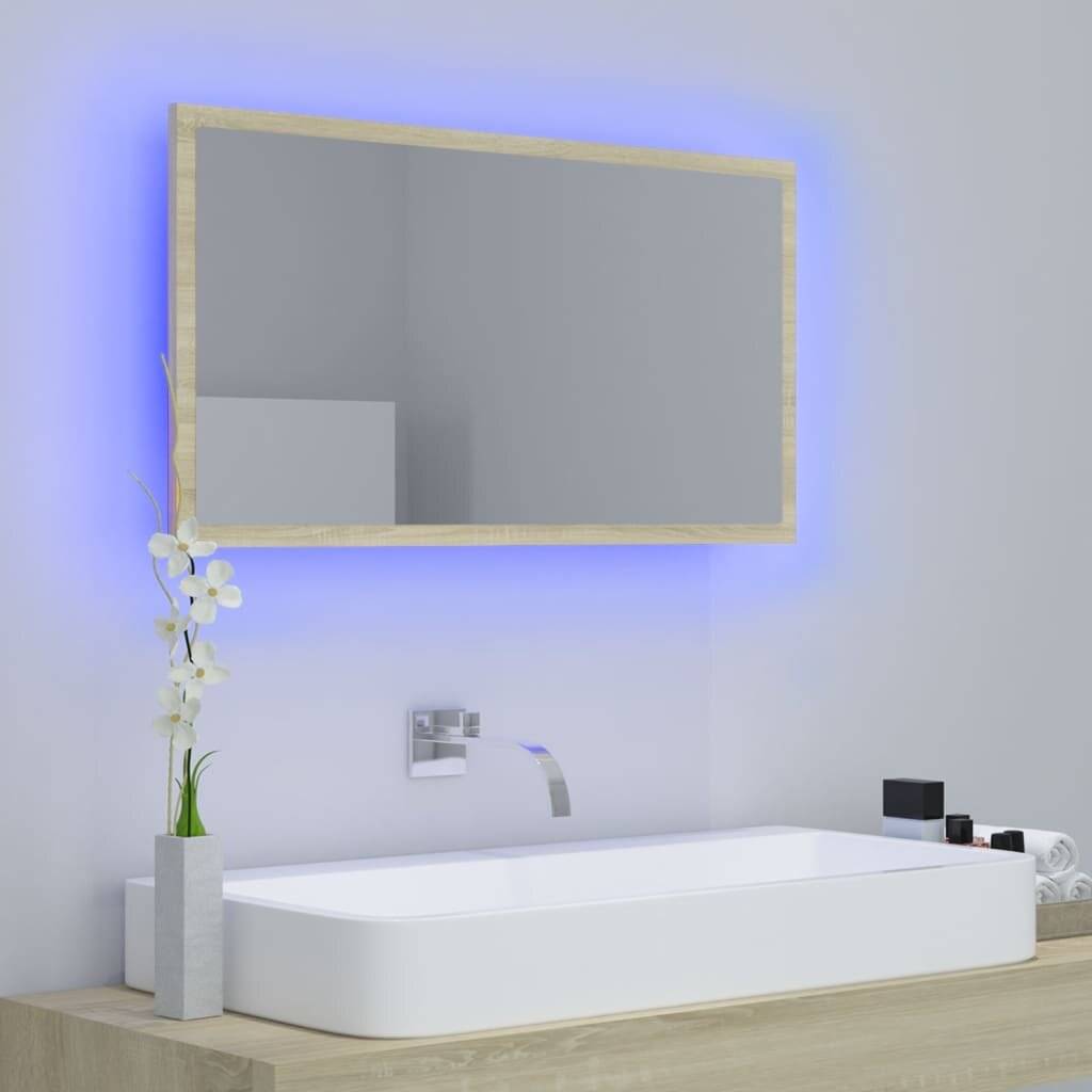 LED-Badspiegel Sonoma-Eiche 80x8,5x37 cm Spanplatte