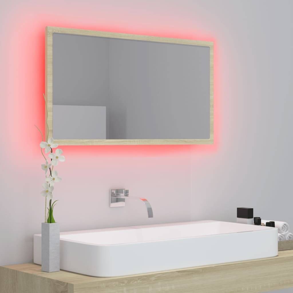 LED-Badspiegel Sonoma-Eiche 80x8,5x37 cm Spanplatte