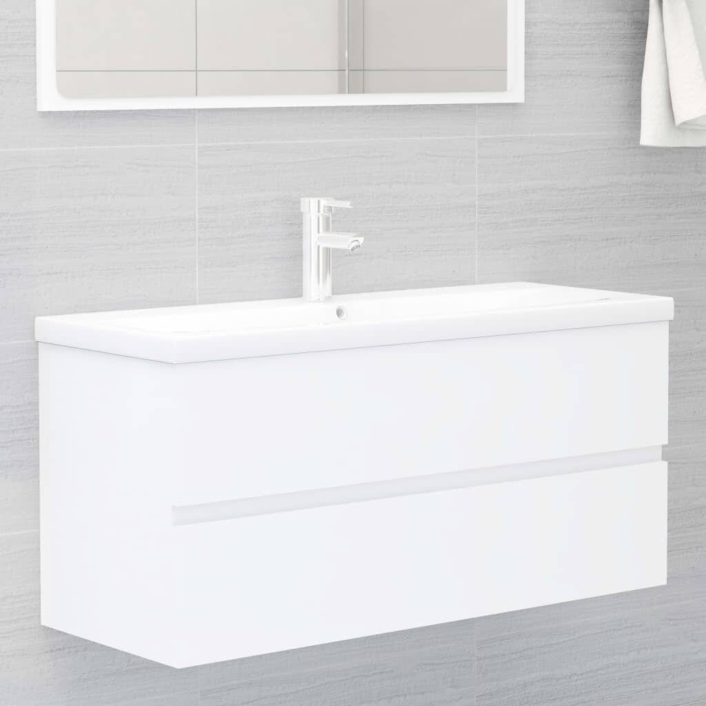 Waschbeckenunterschrank mit Einbaubecken Weiß Spanplatte