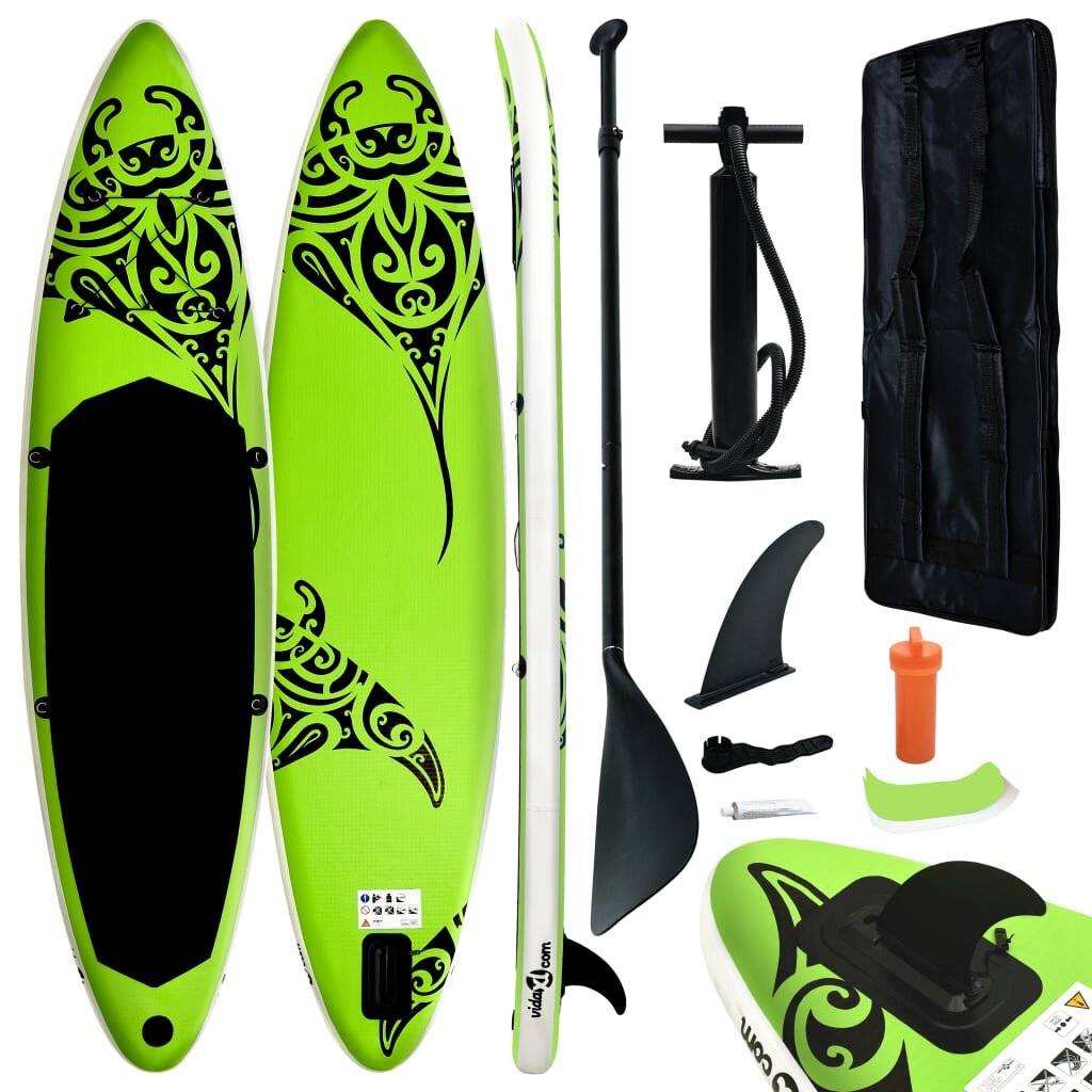 Aufblasbares Stand Up Paddle Board Set 305x76x15 cm Grün