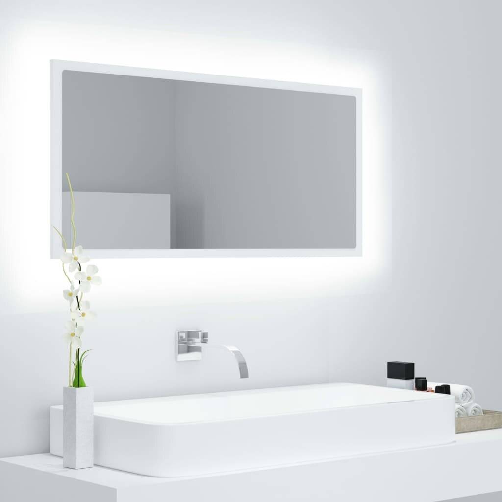LED-Badspiegel Weiß 90x8,5x37 cm Spanplatte
