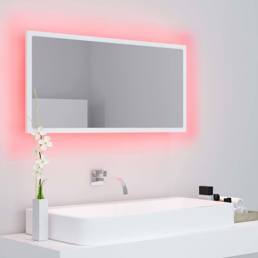 LED-Badspiegel Weiß 90x8,5x37 cm Spanplatte