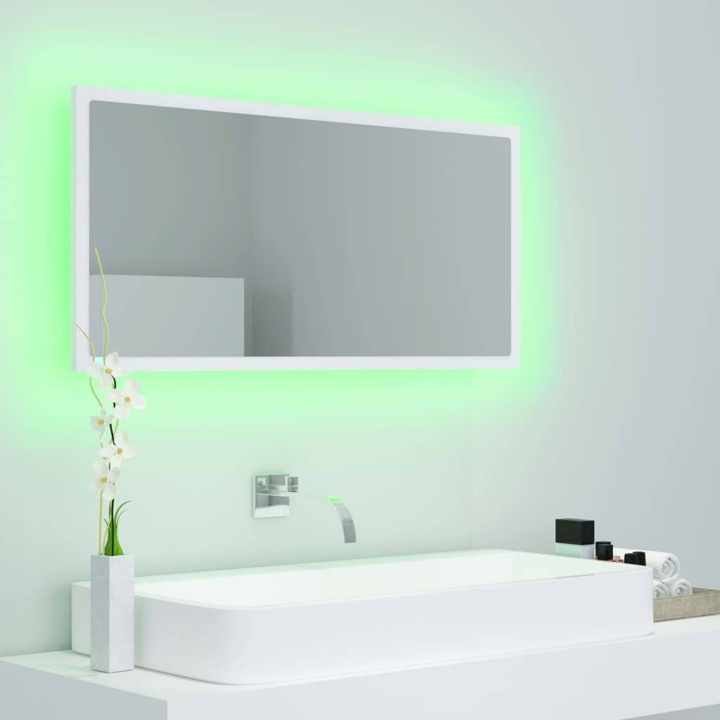 LED-Badspiegel Weiß 90x8,5x37 cm Spanplatte