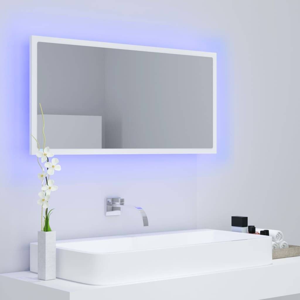 LED-Badspiegel Weiß 90x8,5x37 cm Spanplatte