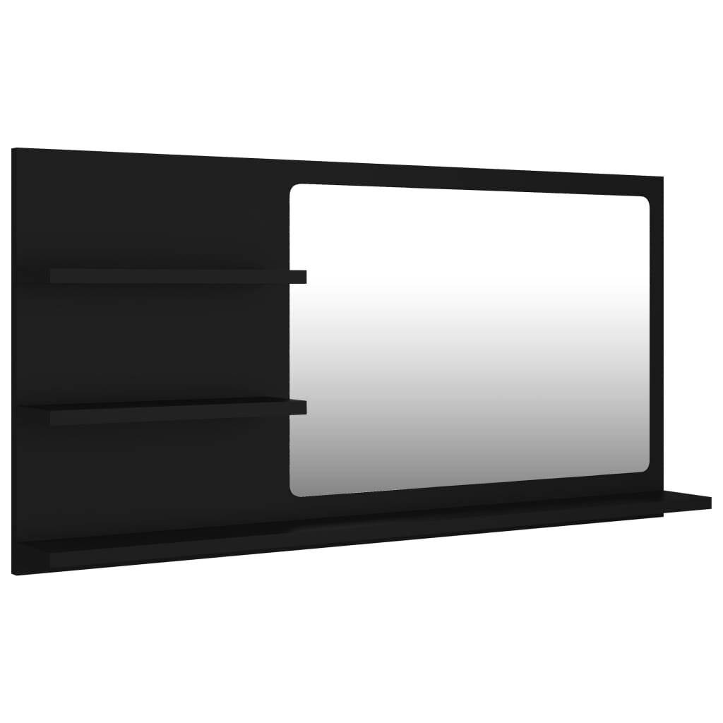 Badspiegel Schwarz 90x10,5x45 cm Spanplatte