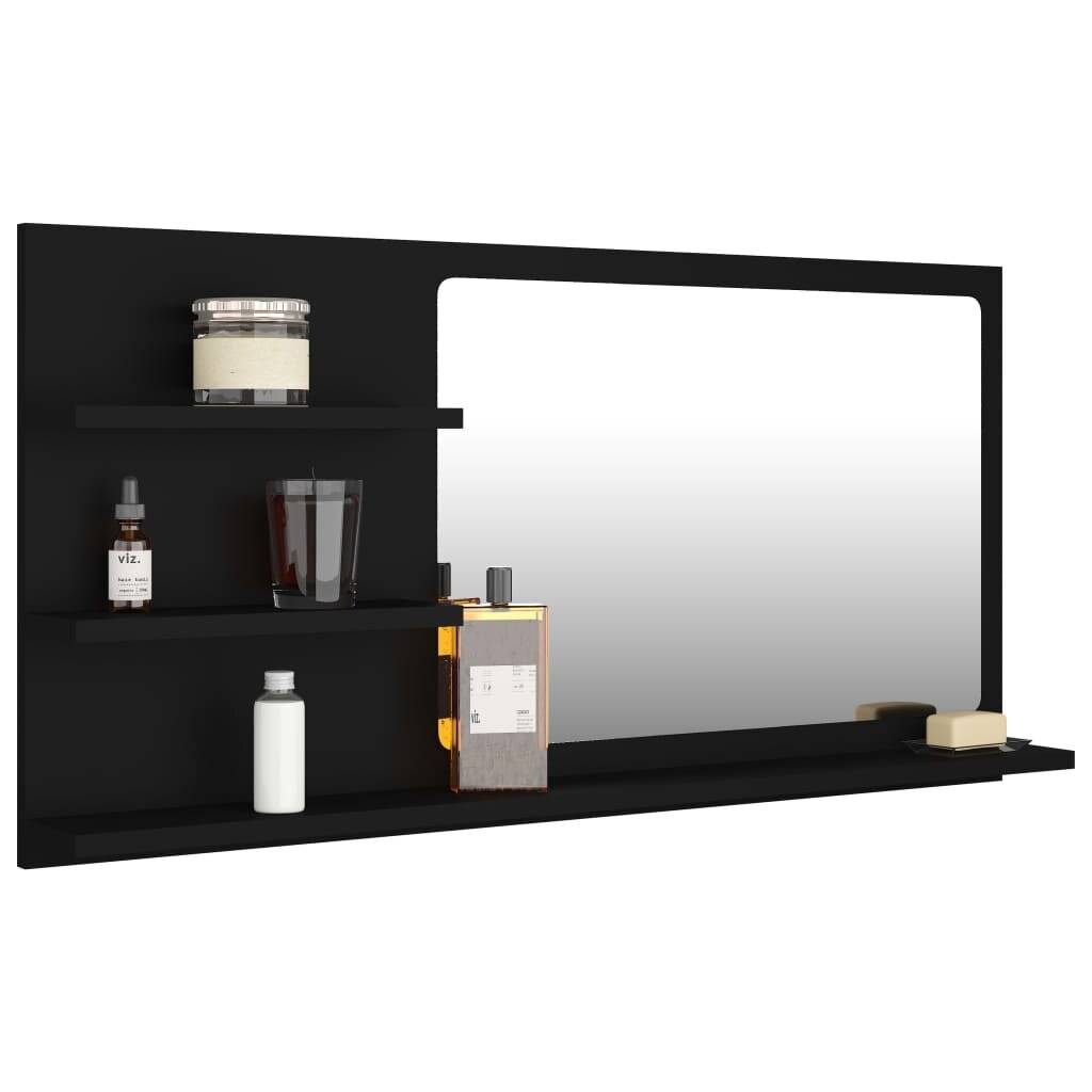Badspiegel Schwarz 90x10,5x45 cm Spanplatte