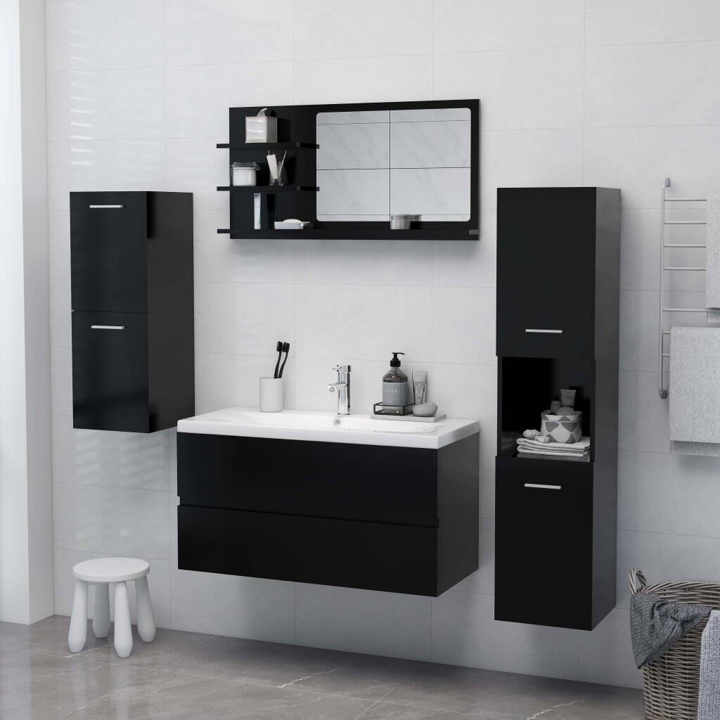 Badspiegel Schwarz 90x10,5x45 cm Spanplatte