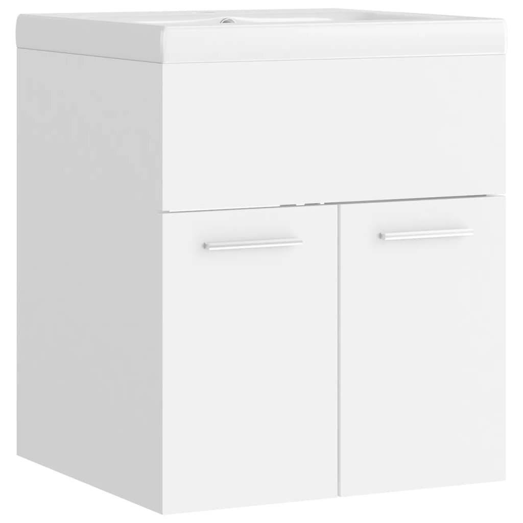 Waschbeckenunterschrank mit Einbaubecken Weiß Spanplatte