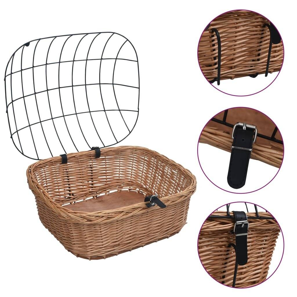 Fahrrad-Frontkorb mit Deckel 50×45×35 cm Naturweide