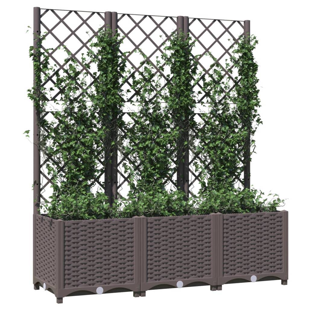 vidaXL Pflanzkübel mit Rankgitter Braun 120x40x136 cm PP