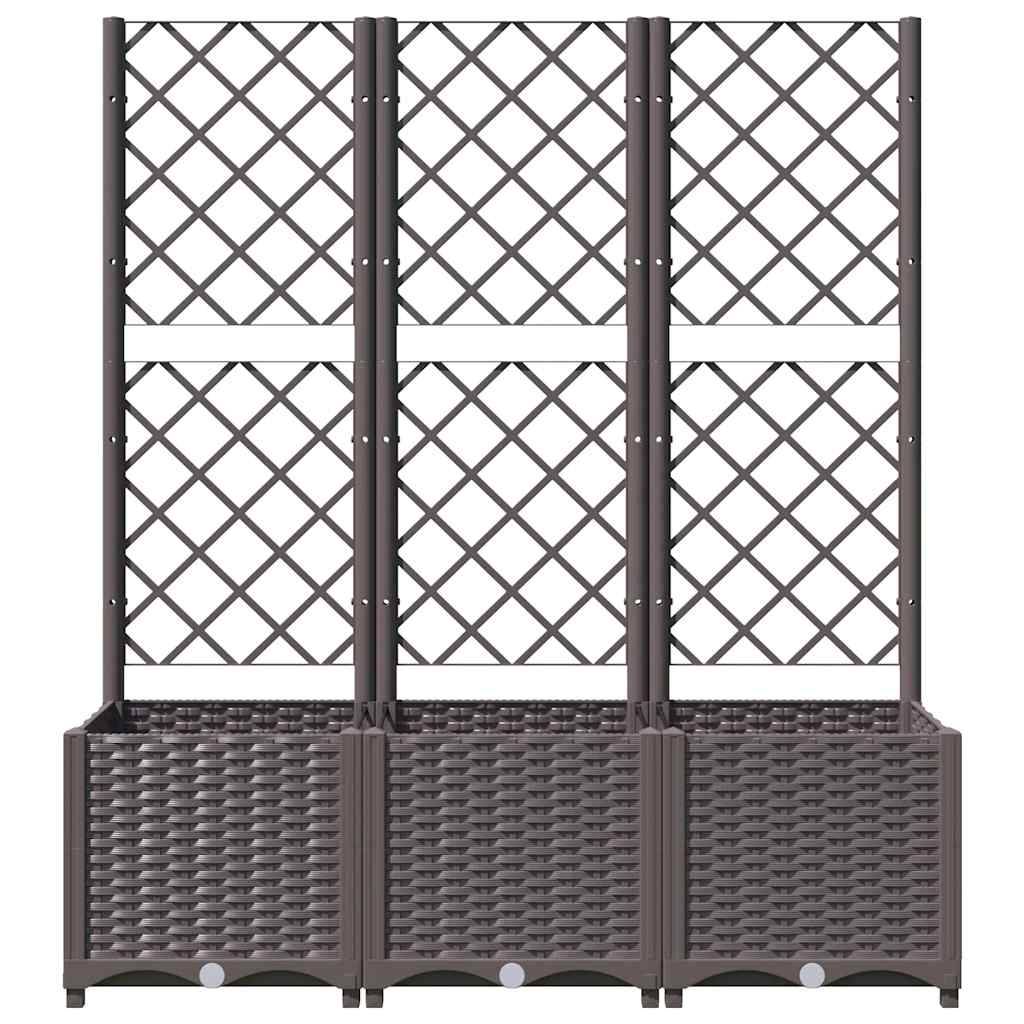 vidaXL Pflanzkübel mit Rankgitter Braun 120x40x136 cm PP