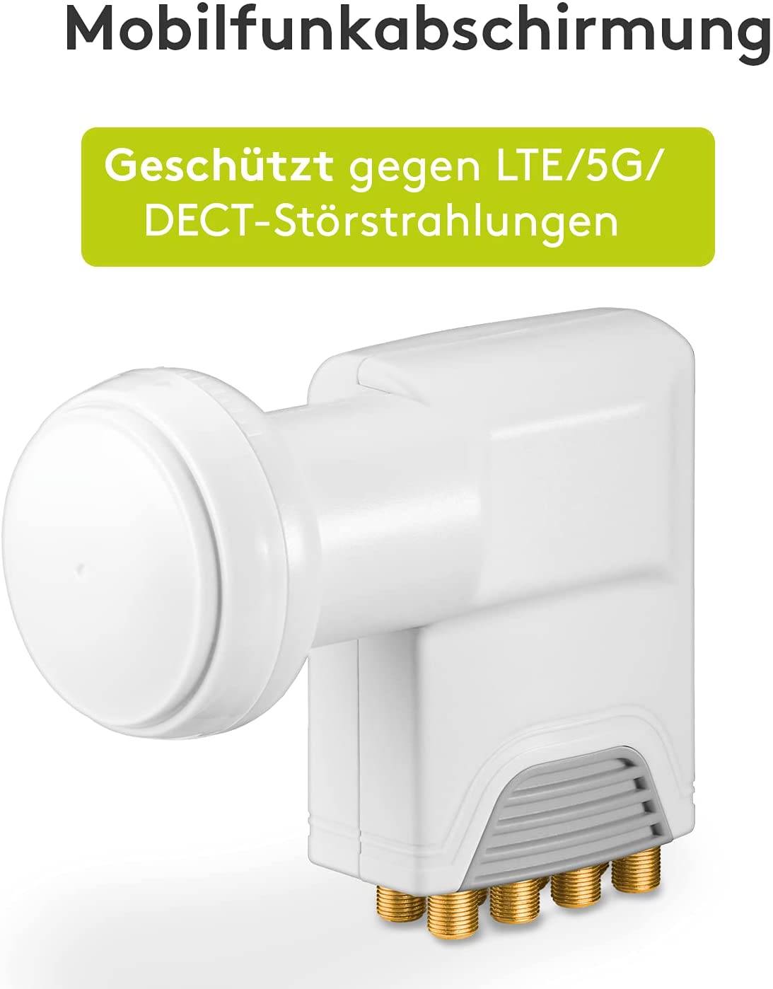 Goobay 67273 Universal Octo LNB für 8x Teilnehmer UHD 8K vergoldete F-Buchsen wasserdicht SAT LNB digital DVB-S2 & DVB-S