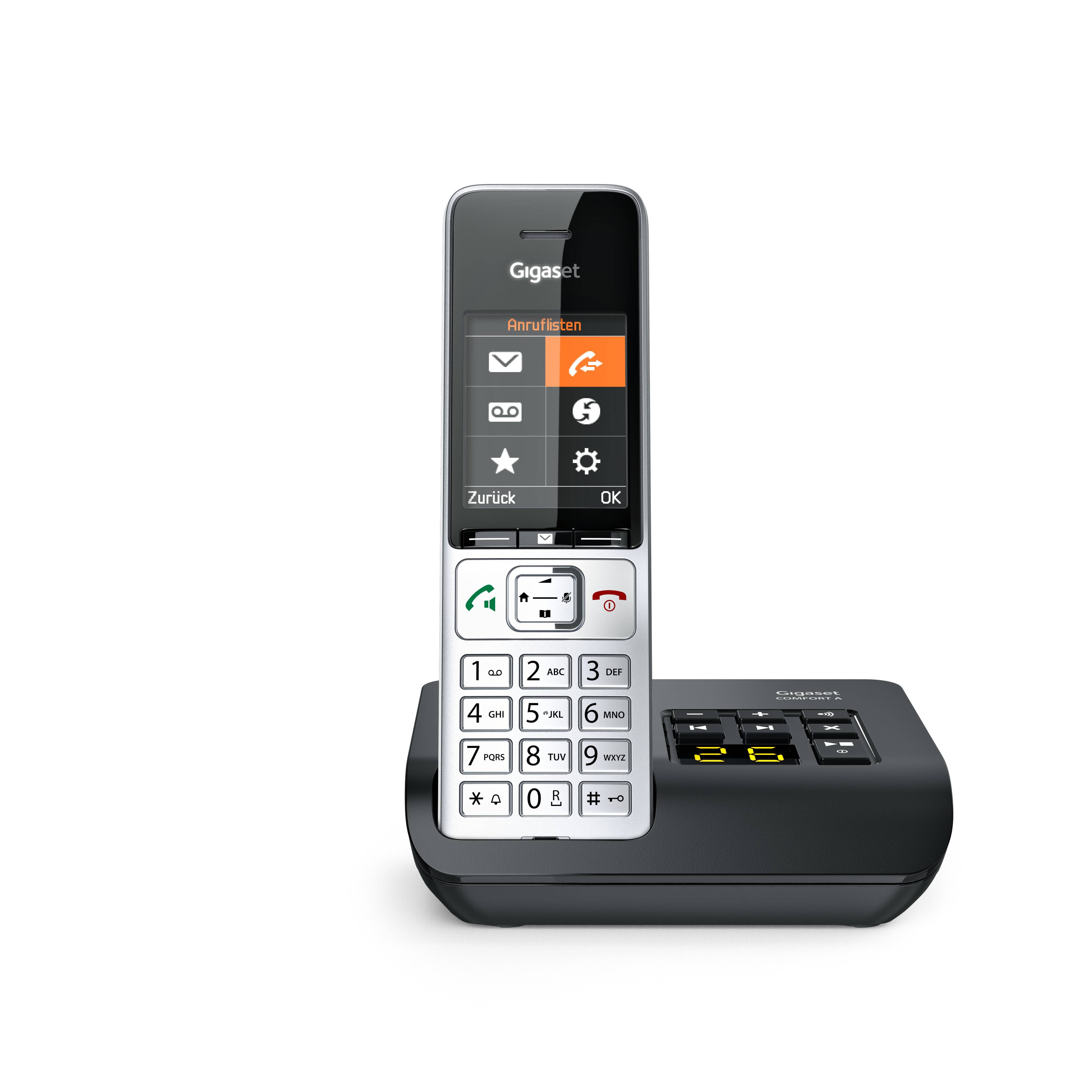 Gigaset COMFORT 500A DECT, GAP Schnurloses Telefon analog Babyphone, Freisprechen, für Hörgeräte kompatibel, Headsetanschluss, inkl. Mobilteil, mi