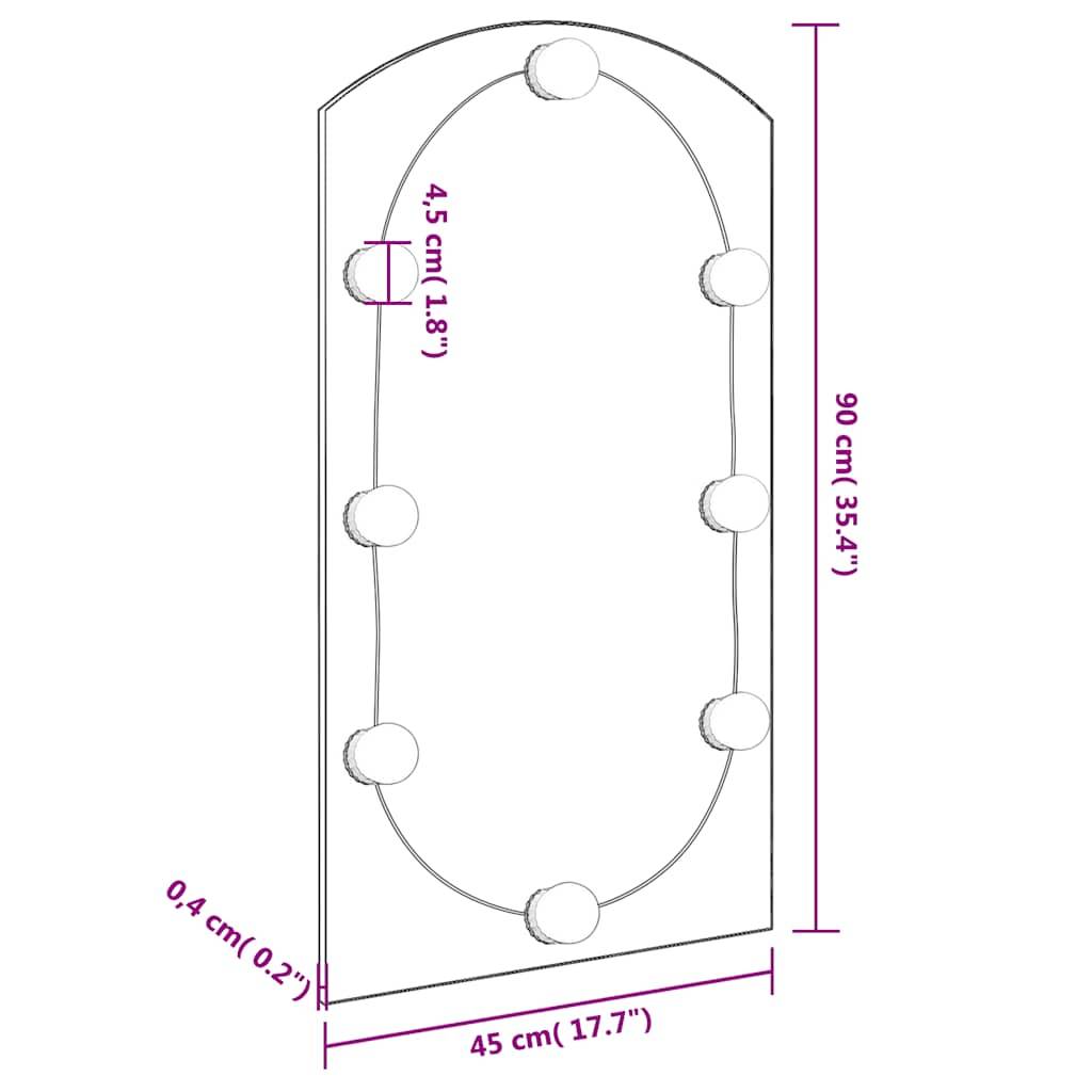 vidaXL Spiegel mit LED-Leuchten 90x45 cm Glas Bogenförmig