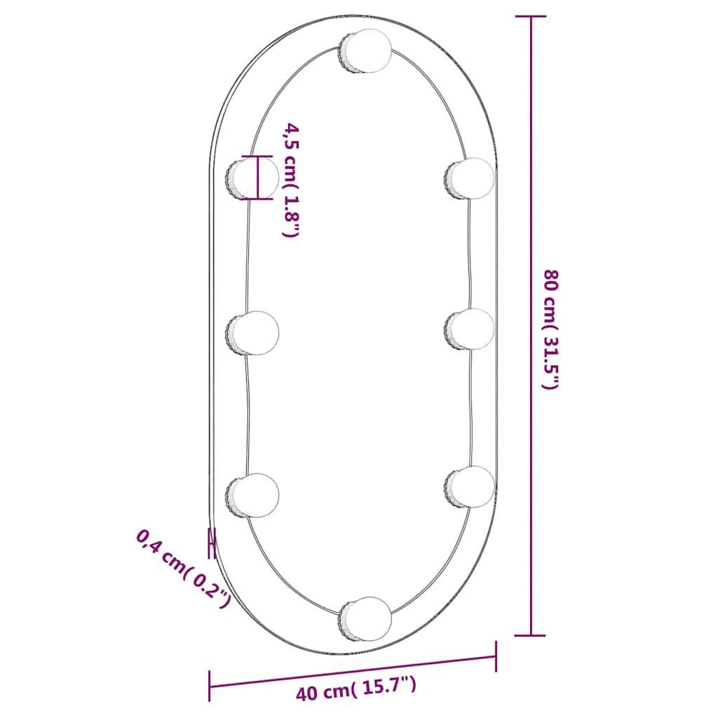 vidaXL Spiegel mit LED-Leuchten 80x40 cm Glas Oval