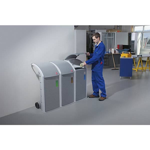 Wertstoffbehälter ProfiLine WSB Design XXXL Volumen 120 l Einwurfklappe grau. Hailo 516542 49