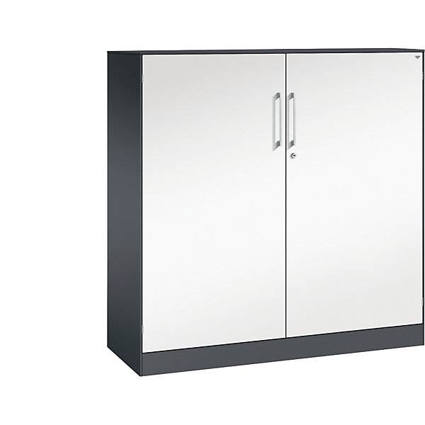 Flügeltürenschrank ASISTO Höhe 1292 mm Breite 1200 mm 2 Fachböden schwarzgrau/verkehrsweiß. C+P 53883149