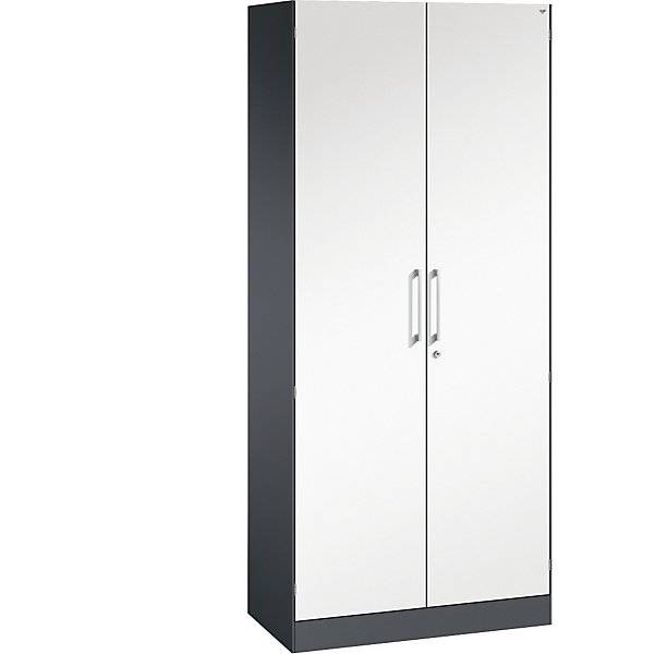Flügeltürenschrank ASISTO Höhe 1980 mm Breite 800 mm 4 Fachböden schwarzgrau/verkehrsweiß. C+P 53891149