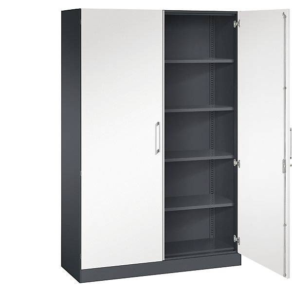 Flügeltürenschrank ASISTO Höhe 1980 mm Breite 1200 mm 4 Fachböden schwarzgrau/verkehrsweiß. C+P 53895149