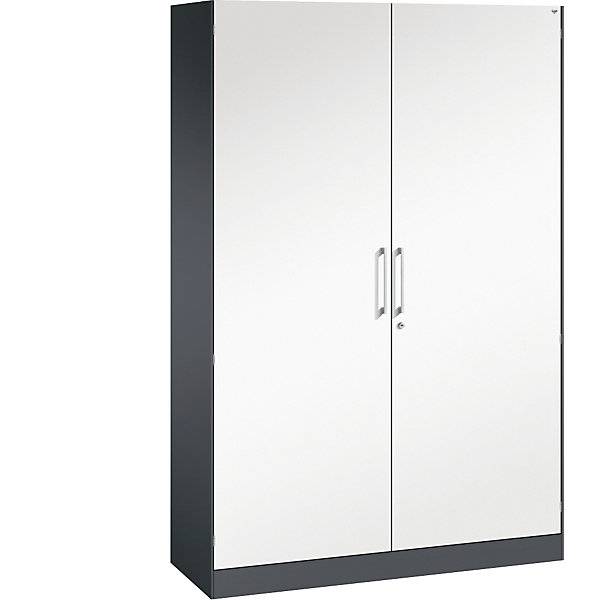 Flügeltürenschrank ASISTO Höhe 1980 mm Breite 1200 mm 4 Fachböden schwarzgrau/verkehrsweiß. C+P 53895149