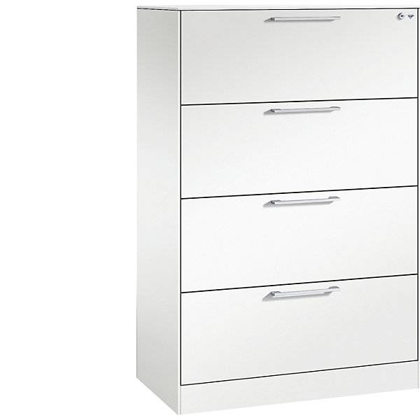 Hängeregistraturschrank ASISTO Breite 800 mm mit 4 Schüben verkehrsweiß/verkehrsweiß. C+P 539210 49