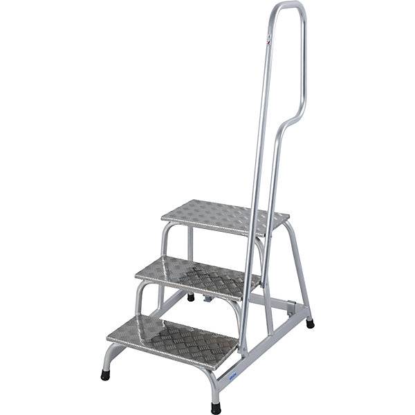 Mobiler Montagetritt STABILO, 2 Bockrollen, Handlauf einseitig, 3 Stufen., KRAUSE, 569355 49