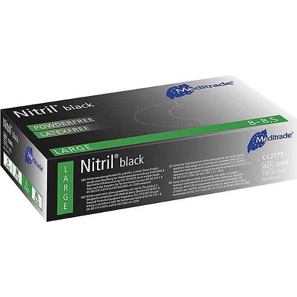 Nitril-Einweghandschuhe Meditrade, VE 1000 Stk, lebensmittelkonform, schwarz, Größe L., 625919 49, Arbeitshandschuh