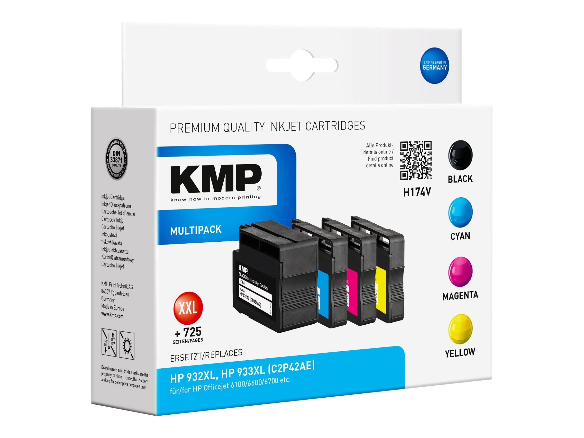 KMP Druckerpatrone ersetzt HP 932XL, 933XL, CN053AE, CN054AE, CN055AE, CN056AE Kompatibel Kombi-Pack Schwarz, Cyan, Magenta, Gelb H174V 1725,4005