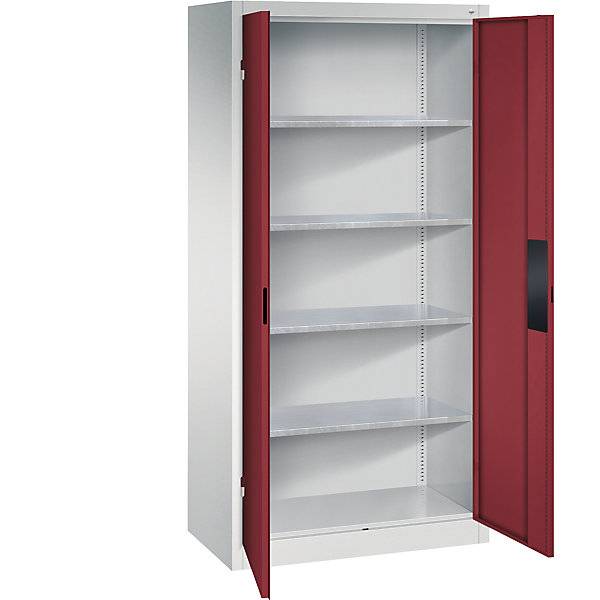 Werkstatt-Schwerlastschrank Breite 930 mm Tiefe 500 mm Tür rubinrot. C+P Moebelsysteme | GmbH & CO. KG