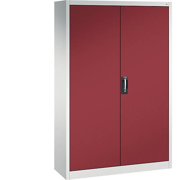 Werkstatt-Flügeltürschrank HxBxT 1950 x 1200 x 400 mm lichtgrau / rubinrot. C+P Moebelsysteme | GmbH & CO. KG