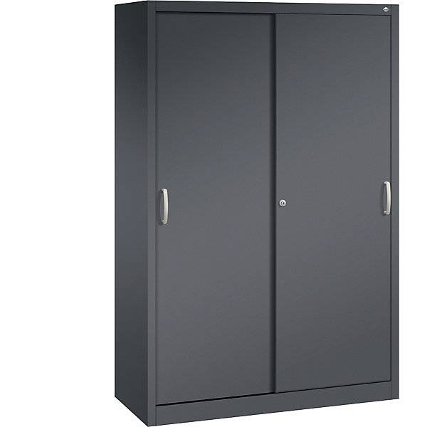 ACURADO Schiebetürenschrank 4 Fachböden HxBxT 1950 x 1200 x 500 mm schwarzgrau. C+P Moebelsysteme | GmbH & CO.