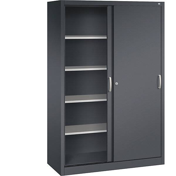 ACURADO Schiebetürenschrank 4 Fachböden HxBxT 1950 x 1200 x 500 mm schwarzgrau. C+P Moebelsysteme | GmbH & CO.