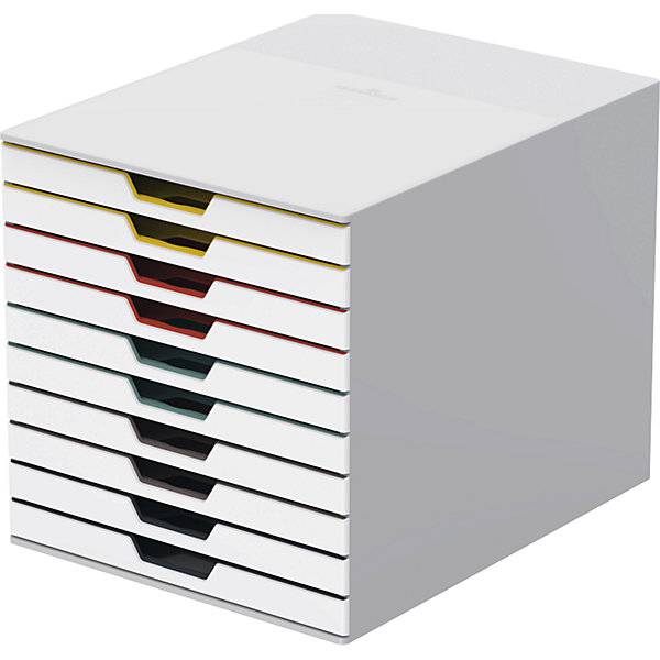 Schubladenbox VARICOLOR®, HxBxT 292 x 280 x 356 mm, 10 Schubladen, weiß., DURABLE, 548639 49
