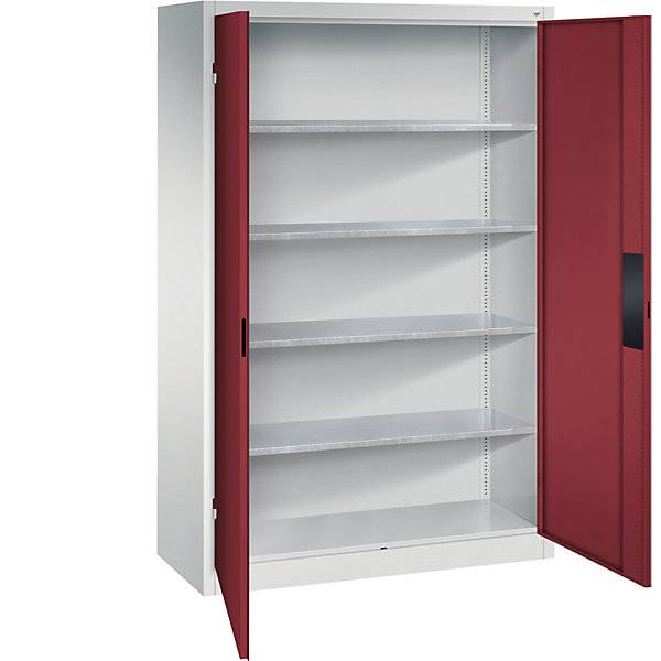 Werkstatt-Schwerlastschrank Breite 1200 mm Tiefe 500 mm Tür rubinrot. C+P Moebelsysteme | GmbH & CO. KG