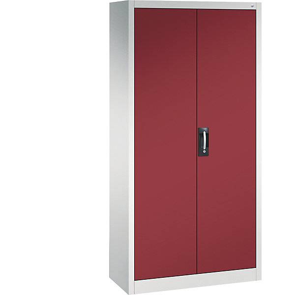 Werkstatt-Flügeltürschrank HxBxT 1950 x 930 x 400 mm lichtgrau / rubinrot. C+P Moebelsysteme | GmbH & CO. KG