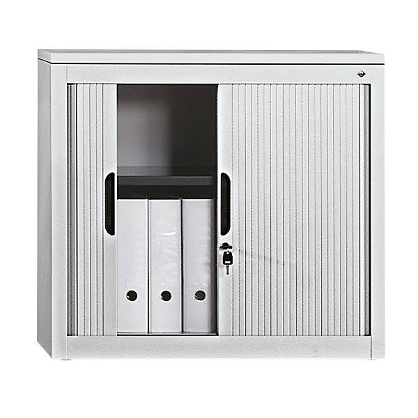 Rollladenschrank mit Horizontal-Jalousie, HxBxT 720 x 800 x 420 mm, 1 Fachboden, 1,5 Ordnerhöhen, lichtgrau., C+P,