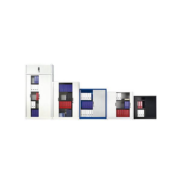 Rollladenschrank mit Horizontal-Jalousie, HxBxT 720 x 800 x 420 mm, 1 Fachboden, 1,5 Ordnerhöhen, lichtgrau., C+P,