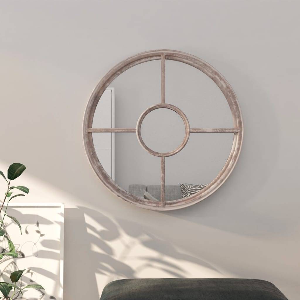 vidaXL Spiegel Sandfarben 60x4 cm Eisen Rund für den Innenbereich