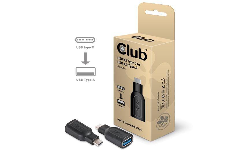 club3D USB 3.2 Gen 1 (USB 3.0) Adapter [1x USB-C® Stecker - 1x USB 3.2 Gen 1 Buchse A (USB 3.0)] 186679