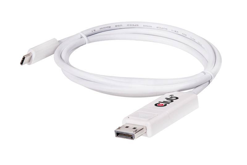 club3D USB-C® / DisplayPort Adapterkabel USB-C® Stecker, DisplayPort Stecker 1.20 m Weiß CAC-1517 DisplayPort-Kabel