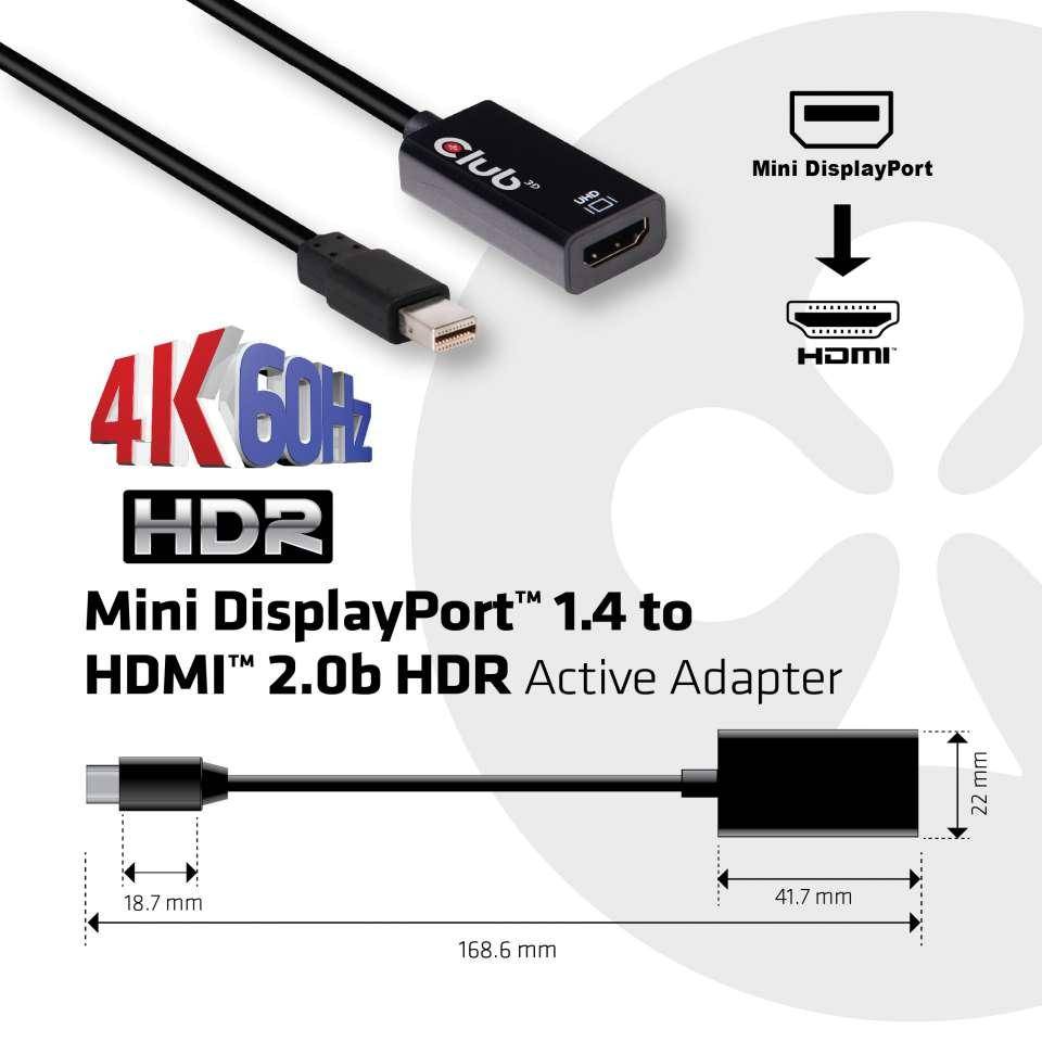 club3D CAC-1180 DisplayPort Adapter [1x DisplayPort Stecker - 1x HDMI-Buchse] Schwarz