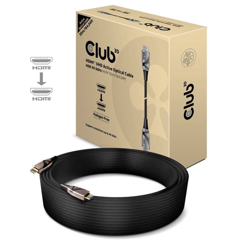club3D HDMI Anschlusskabel HDMI-A Stecker, HDMI-A Stecker 50.00 m Schwarz CAC-1391 4K UHD, Halogenfrei, Flammwidrig HDMI-Kabel
