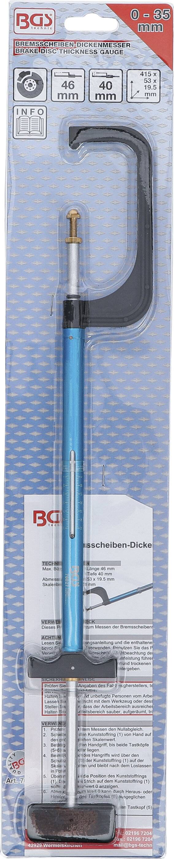 BGS 70027 Bremsscheiben-Messschieber / Dickenmesse r, 0 - 35 mm