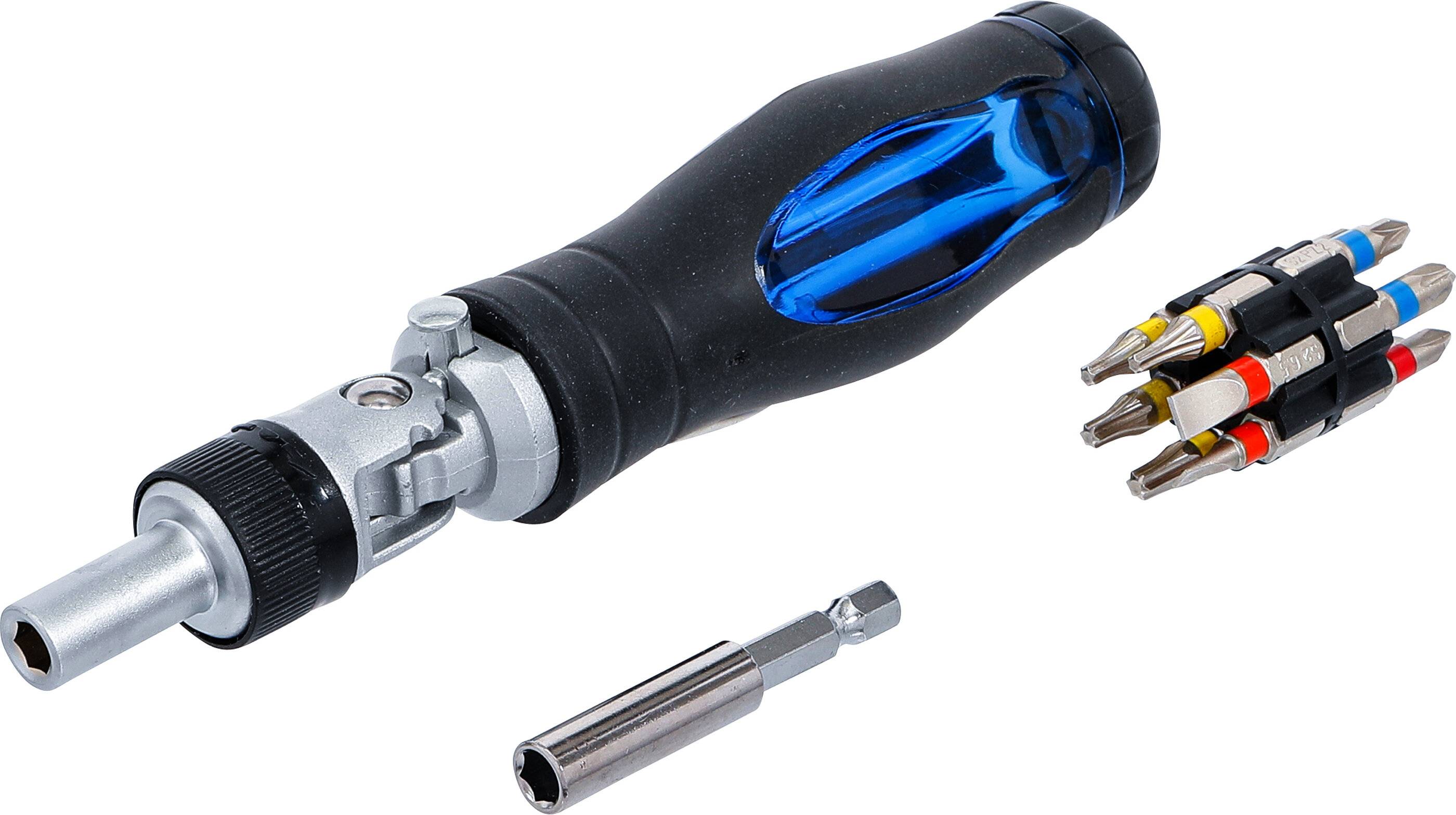 BGS 70053 Gelenk-Schraubendreher-Bit-Satz 14-tlg. mit Ratschen-Drehgriff, umschaltbar