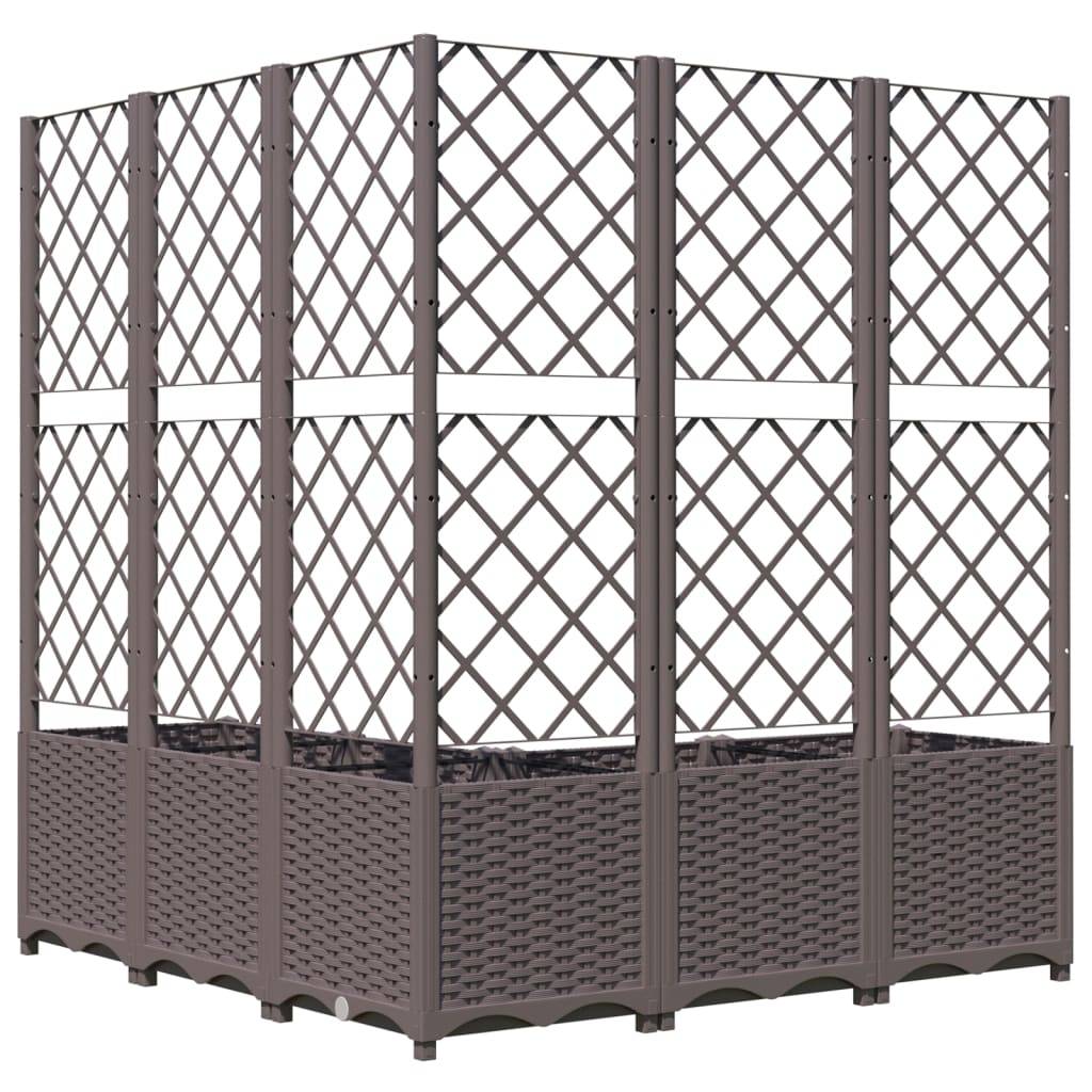 vidaXL Pflanzkübel mit Rankgitter Braun 120x120x136 cm PP