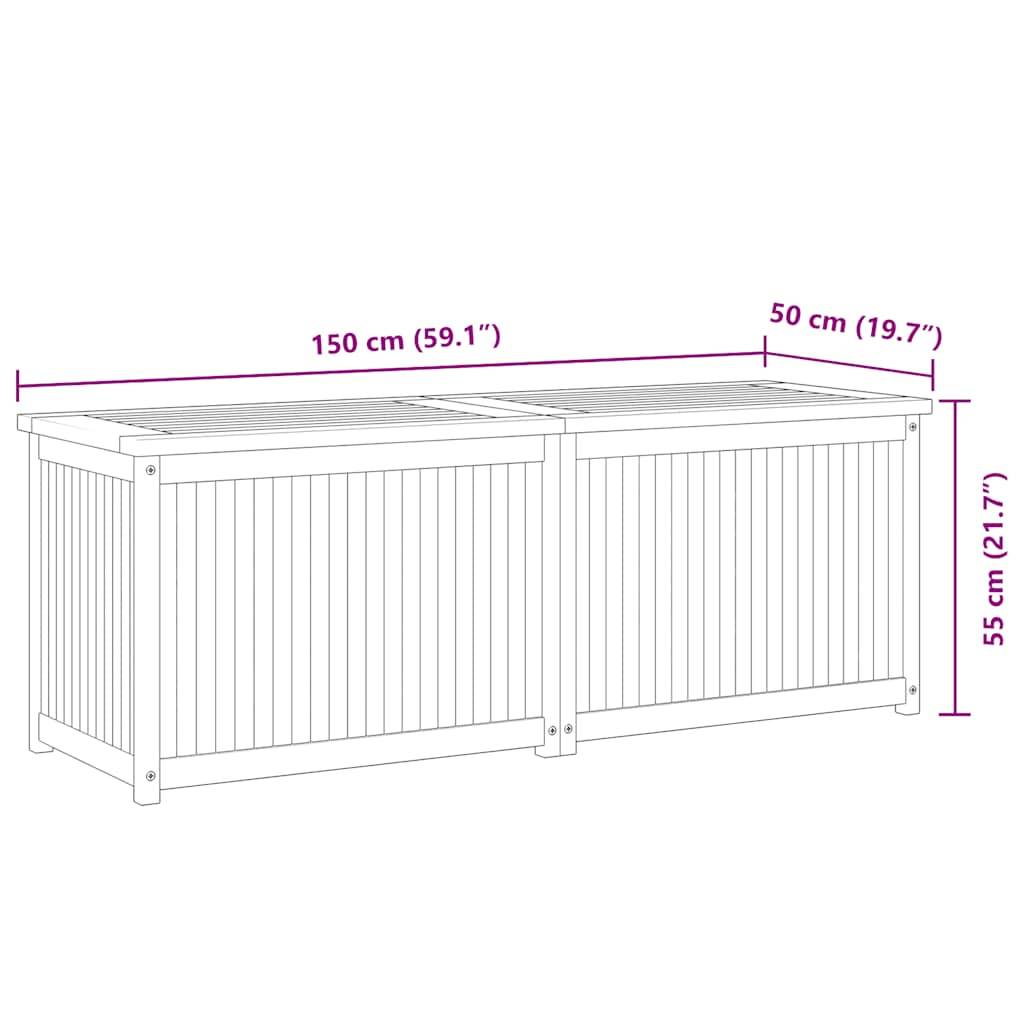 vidaXL Gartenbox 150x50x55 cm Massivholz Teak