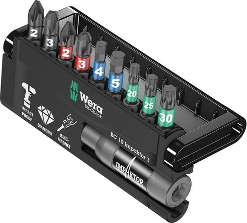 Wera 8740/51/55/67-9/IDC Impaktor Bit-Check 05057680001 Bit-Set 10teilig Kreuzschlitz Phillips, Kre
